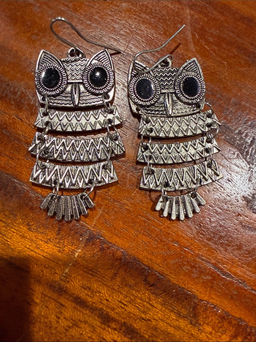 Silver Owl Dangle Earrings - Boho Statement Jewelry